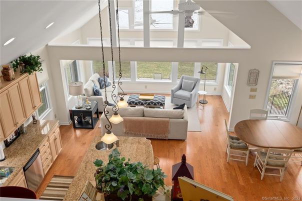 Dining room, Interior, Living room, Pendant Lights, Wood Texture Flooring