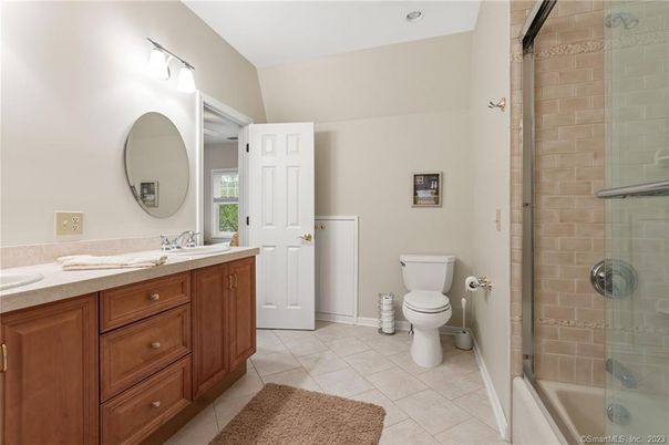 Bathroom, Dual Sink Vanities, Glass Shower, Interior, Stone Walls