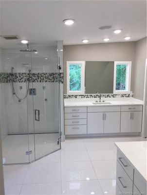 Bathroom, Dual Sink Vanities, Glass Shower, Interior, Recessed Lighting