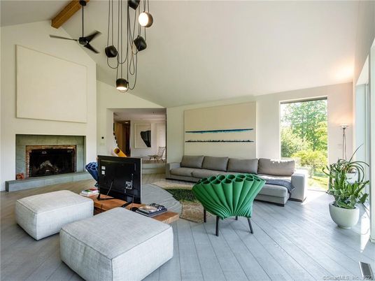 Fireplace, Interior, Living room, Pendant Lights, Wood Texture Flooring