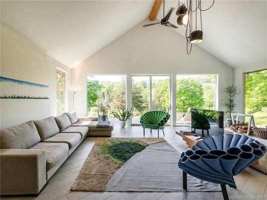 Interior, Living room, Pendant Lights, Wood Texture Flooring