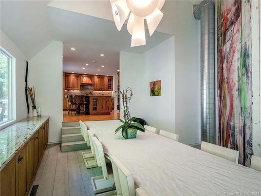 Dining room, Interior, Kitchen, Recessed Lighting, Wood Texture Flooring