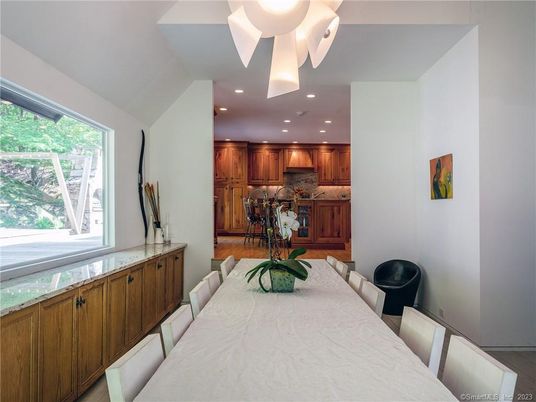 Dining room, Interior, Kitchen, Recessed Lighting, Wood Texture Flooring
