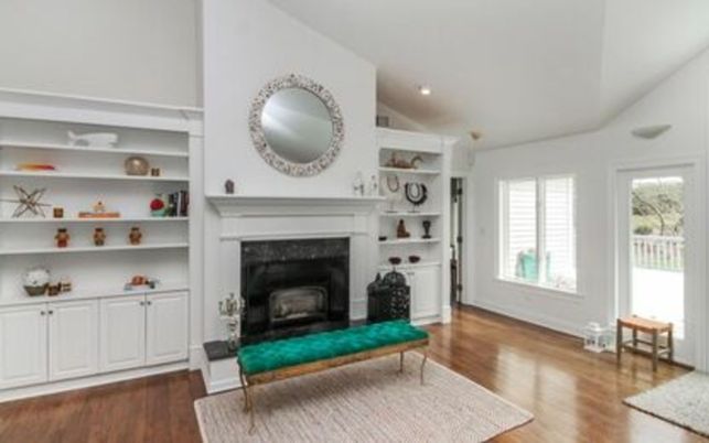 Fireplace, Interior, Recessed Lighting, Wood Texture Flooring