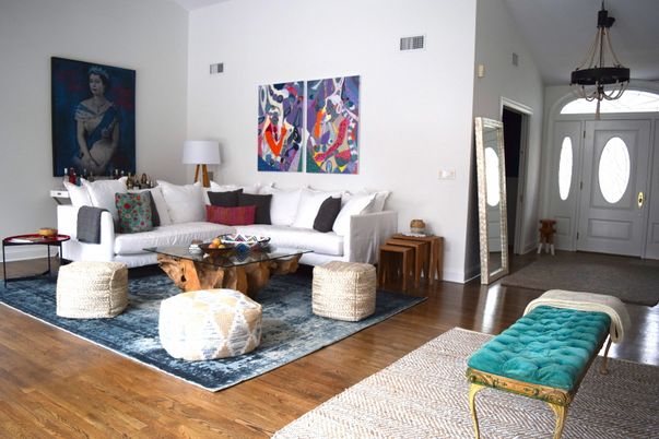 Interior, Living room, Pendant Lights, Wood Texture Flooring