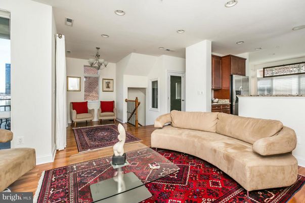 Chandelier, Dining room, Interior, Kitchen, Living room, Recessed Lighting, Wood Texture Flooring