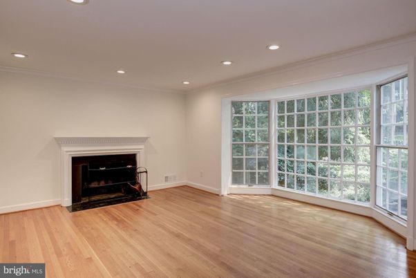 Empty room, Fireplace, Interior, Recessed Lighting, Wood Texture Flooring