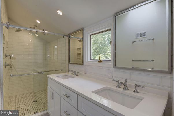 Bathroom, Dual Sink Vanities, Glass Shower, Interior, Recessed Lighting