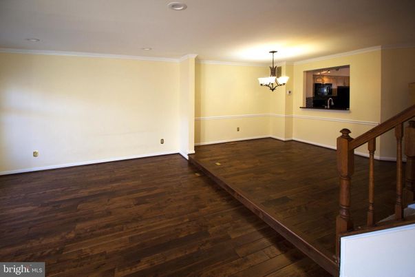 Chandelier, Empty room, Interior, Recessed Lighting, Wood Texture Flooring