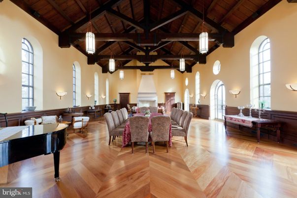 Dining room, Interior, Living room, Pendant Lights, Piano, Wooden Beams, Wooden Ceilings, Wood Texture Flooring