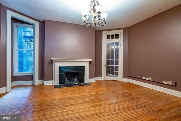 Chandelier, Empty room, Fireplace, Interior, Wood Texture Flooring