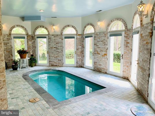 Interior, Pool, Recessed Lighting, Stone Walls