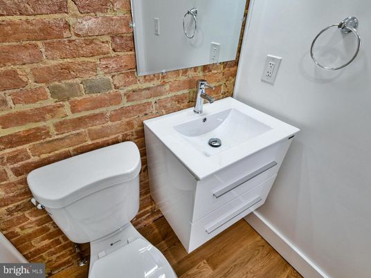 Bathroom, Interior, Stone Walls, Wood Texture Flooring