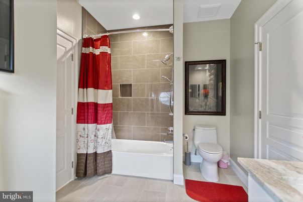 Bathroom, Interior, Recessed Lighting, Wood Texture Flooring