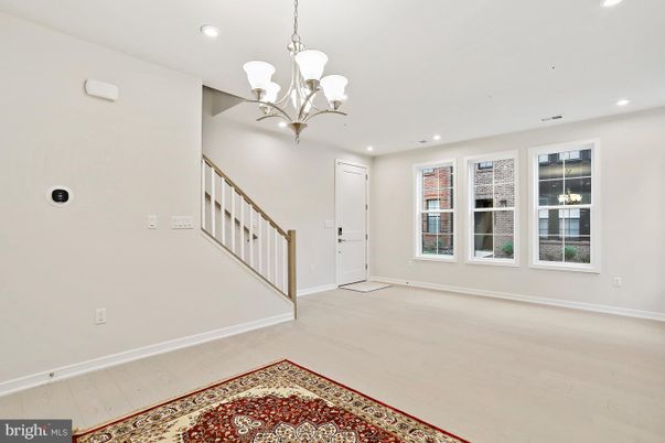 Chandelier, Empty room, Interior, Recessed Lighting, Wood Texture Flooring