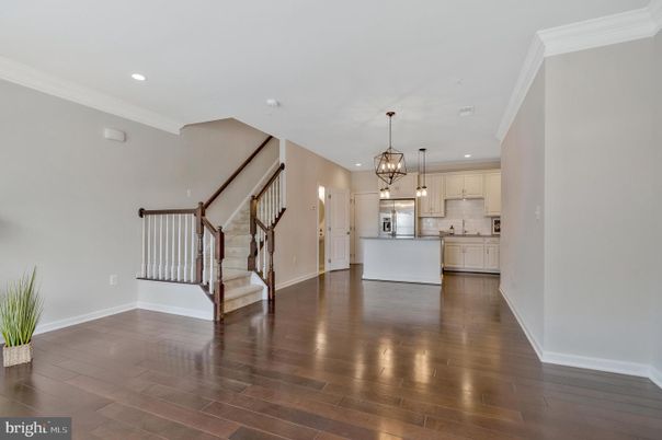 Chandelier, Interior, Kitchen, Pendant Lights, Recessed Lighting, Wood Texture Flooring