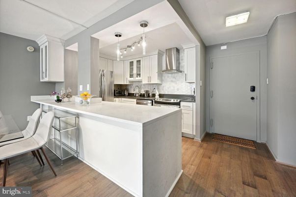 Interior, Kitchen, Pendant Lights, Stainless Steel Appliances, Wood Texture Flooring