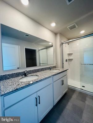 Bathroom, Dual Sink Vanities, Glass Shower, Interior, Recessed Lighting
