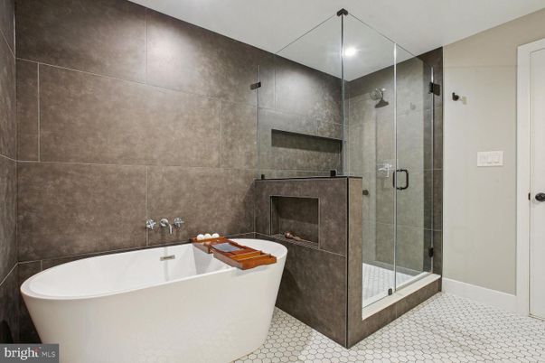 Bathroom, Fireplace, Free Standing Baths, Glass Shower, Interior, Recessed Lighting