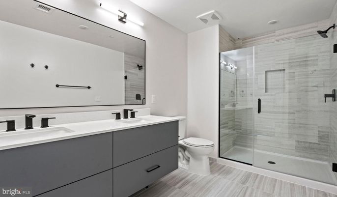 Bathroom, Dual Sink Vanities, Glass Shower, Interior