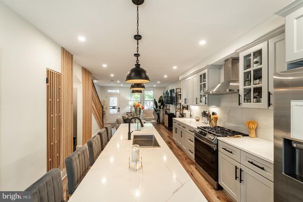 Interior, Kitchen, Living room, Pendant Lights, Recessed Lighting, Stainless Steel Appliances, Wood Texture Flooring
