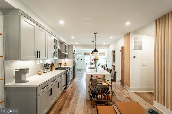 Interior, Kitchen, Pendant Lights, Recessed Lighting, Wood Texture Flooring