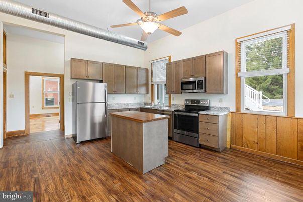 Interior, Kitchen, Stainless Steel Appliances, Wood Texture Flooring