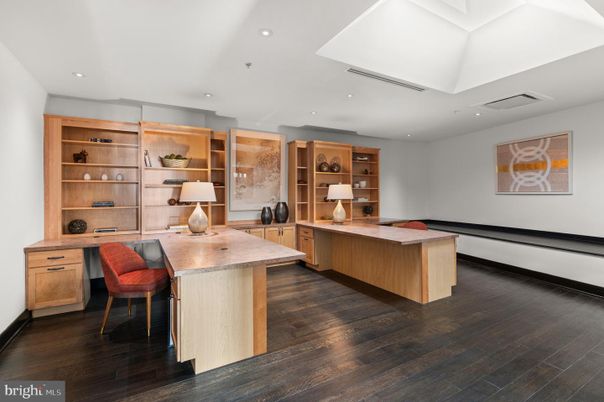 Home Office, Interior, Recessed Lighting, Wood Texture Flooring