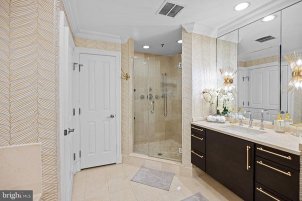 Bathroom, Glass Shower, Interior, Recessed Lighting