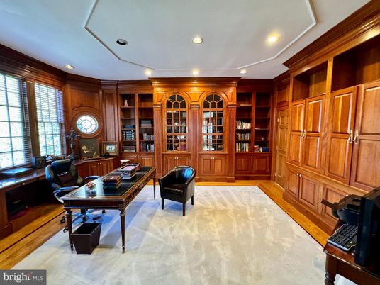 Home Office, Interior, Recessed Lighting, Wood Texture Flooring, Wooden Walls