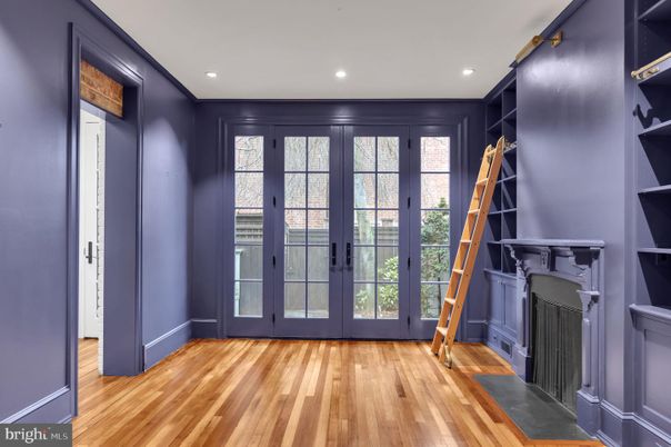 Fireplace, Interior, Recessed Lighting, Wood Texture Flooring