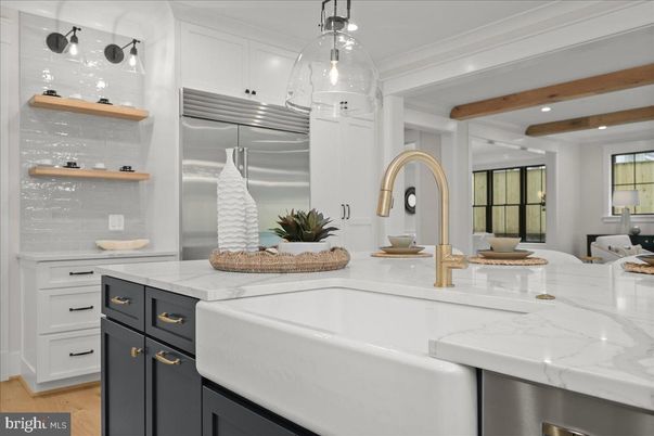 Interior, Kitchen, Pendant Lights, Recessed Lighting, Stainless Steel Appliances, Wooden Beams, Wood Texture Flooring