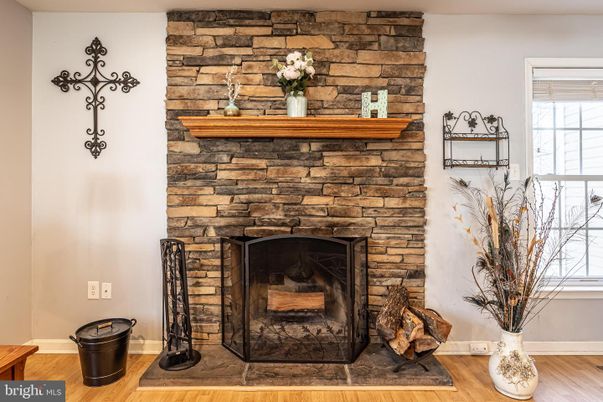 Fireplace, Interior, Stone Walls, Wood Texture Flooring