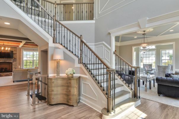 Fireplace, Interior, Pendant Lights, Recessed Lighting, Wood Texture Flooring