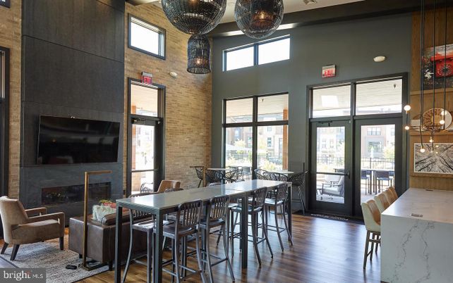 Dining room, Fireplace, Interior, Pendant Lights, Wood Texture Flooring