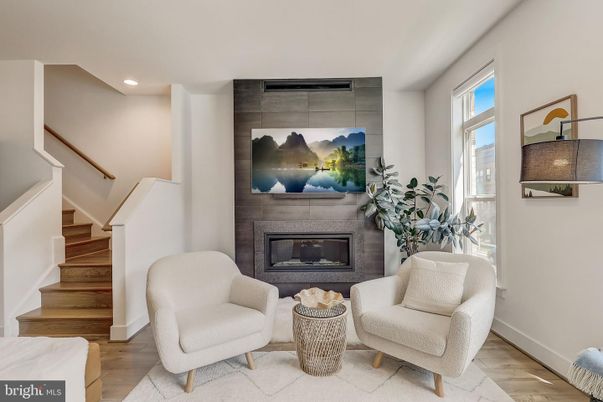 Fireplace, Interior, Recessed Lighting, Wood Texture Flooring