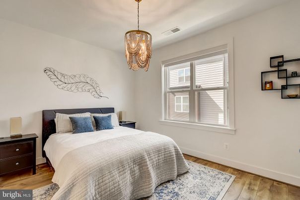Bedroom, Chandelier, Interior, Pendant Lights, Wood Texture Flooring