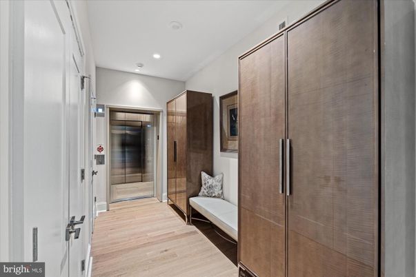 Elevator, Interior, Recessed Lighting, Wood Texture Flooring