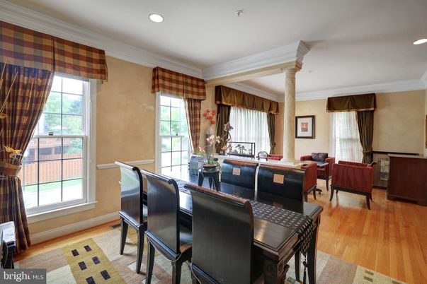Dining room, Interior, Living room, Recessed Lighting, Wood Texture Flooring