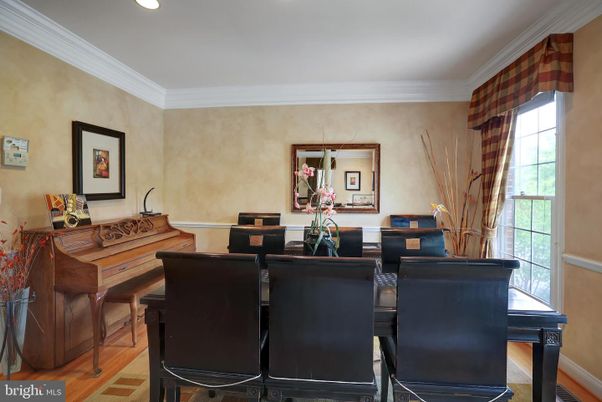 Dining room, Interior, Piano, Recessed Lighting, Wood Texture Flooring