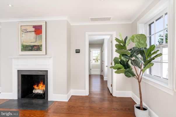 Fireplace, Interior, Recessed Lighting, Wood Texture Flooring