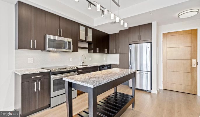 Interior, Kitchen, Stainless Steel Appliances, Wood Texture Flooring