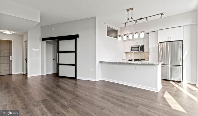 Interior, Kitchen, Stainless Steel Appliances, Wood Texture Flooring