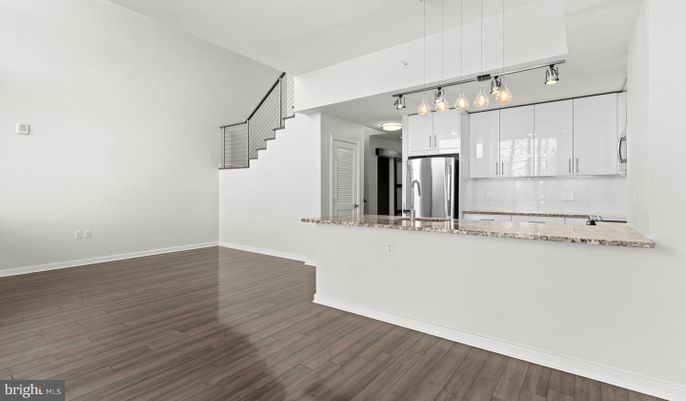 Interior, Kitchen, Pendant Lights, Stainless Steel Appliances, Wood Texture Flooring