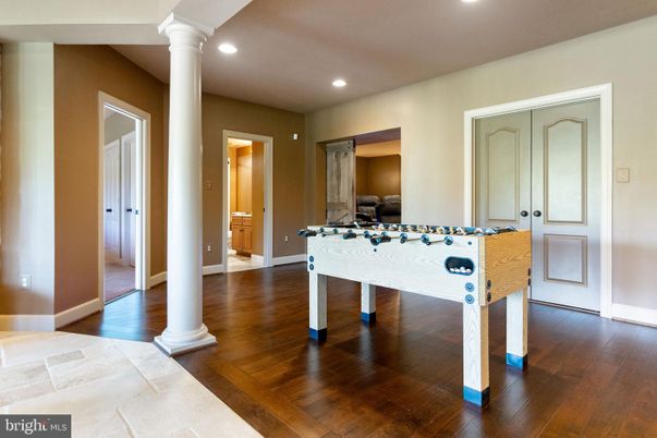 Game Room, Interior, Recessed Lighting, Wood Texture Flooring