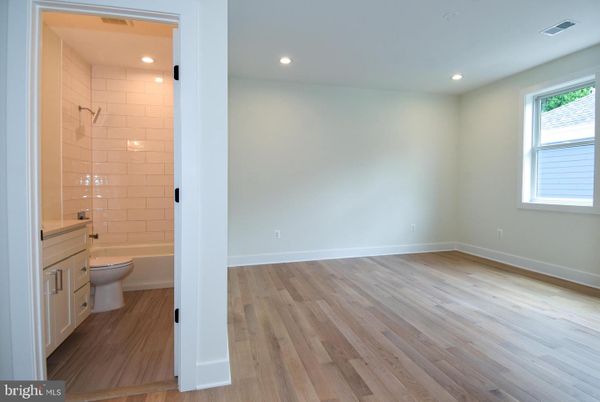 Bathroom, Empty room, Interior, Recessed Lighting, Wood Texture Flooring