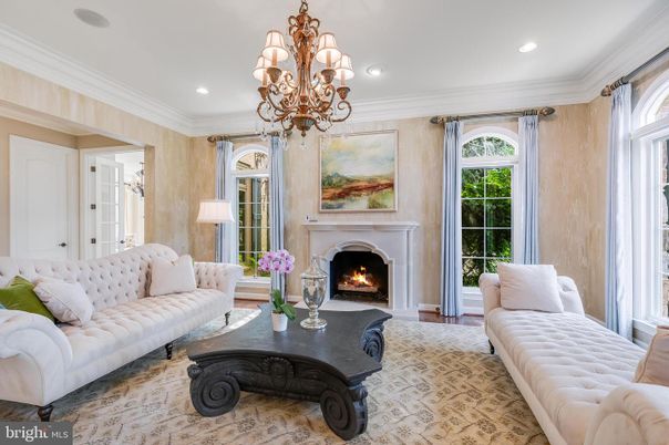 Chandelier, Fireplace, Interior, Living room, Recessed Lighting