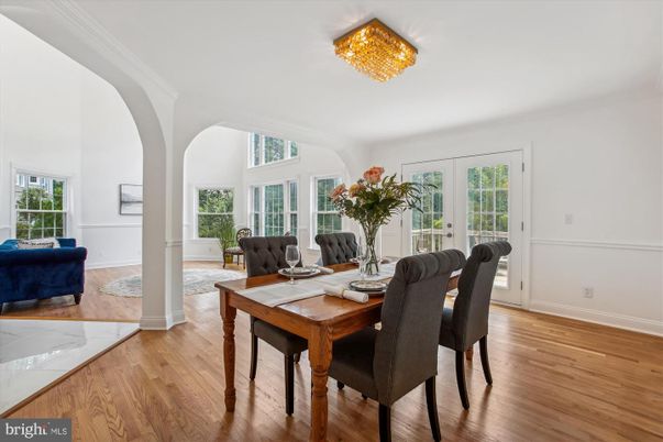 Chandelier, Dining room, Interior, Wood Texture Flooring