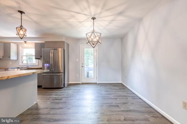 Chandelier, Interior, Kitchen, Pendant Lights, Wood Texture Flooring