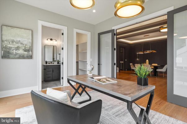 Home Office, Interior, Recessed Lighting, Wood Texture Flooring